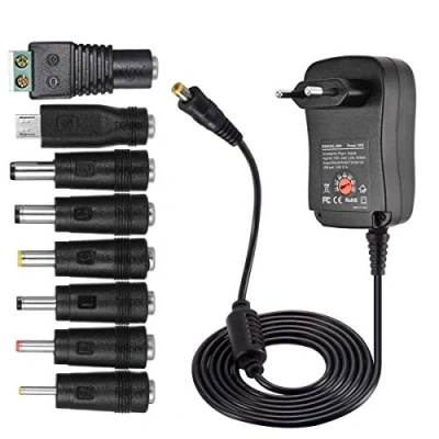 Immagine di Trasformatore Universale Regolabile 30W CA/CC Adattatore di Alimentazione Elettrica a Commutazione con 8 Spine CC, Inclusa Presa USB per 3V 12V Dispositivi Elettronici Domestici