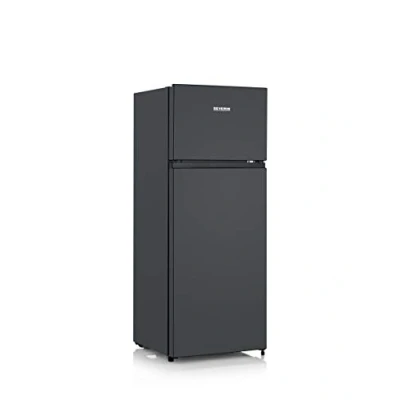 Immagine di SEVERIN DT 8762 Frigorifero/congelatore a doppia porta, 2 ripiani regolabili in altezza, grande scatola Veggiebox, estremamente silenziosa, 40 dB, capacità utile 206 l, colore: Nero