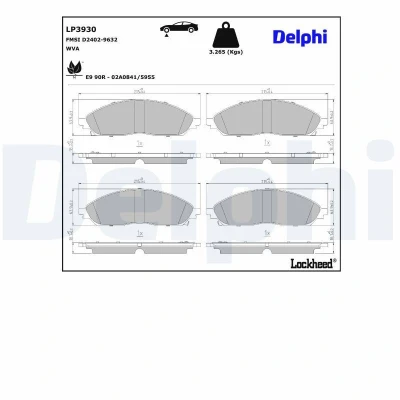 Immagine di DELPHI Kit pastiglie freno con segnalatore acustico usura lamierino anticigolío senza accessori LP3930