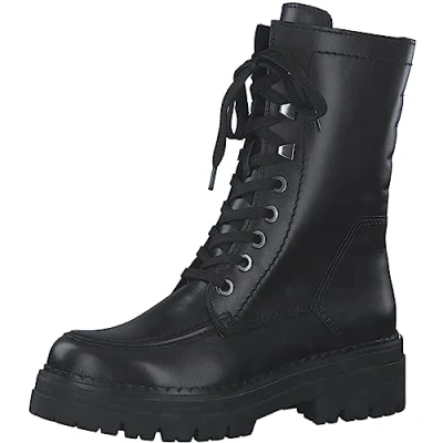 Immagine di MARCO TOZZI Stivaletti Donna con Lacci in Pelle Zeppa, Black, 42 EU