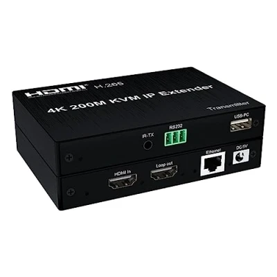 Immagine di H.265 4K 200M HDMI IP KVM Extender 656Ft, over Cat5e/6 Matrix with USB by Network Switch one to many Support Mouse Keyboard (TX+RX)