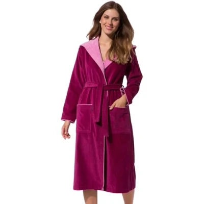Immagine di Morgenstern Accappatoio Donna con Cappuccio Vestaglia da Bagno Lunga in Cotone, Fucsia, S