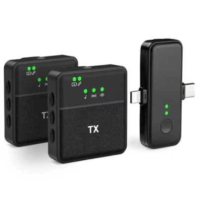 Immagine di Microfono Lavalier Wireless per iPhone iPad Androide e Fotocamera, 2,4 GHz No Bluetooth Smartphone Telefono Mini Mic Senza Fili Registrazione Video TikTok YouTube Facebook