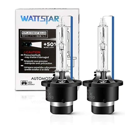 Immagine di lampadine per fari Wattstar D2S, xeno, HID D2S 35W, lampadina di ricambio, Xenon HID, 4300K (confezione da 2) ...