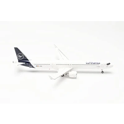 Immagine di herpa aeromodello Airbus A321neo Lufthansa D AIEG Naumburg, A6 EOT in scala 1:200 aeromodello, modello di aereo da collezione, miniatura deco, senza supporto metallo