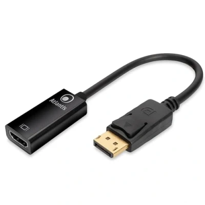 Immagine di ATLANTIS A04 DP_HDMI adattatore Display Port (DP) a HDMI, 4K 1080p 60 Hz, maschio femmina per connettere PC/Notebook/MAC con uscita Monitor,Projettore ingresso HDMI. Cavo 18 cm.