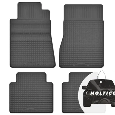 Immagine di Tappetini Auto in Gomma con un Bordo Set 4 Pezzi per Impermeabile di Tappeti Adatti Mercedes C W201 190 1982 1993