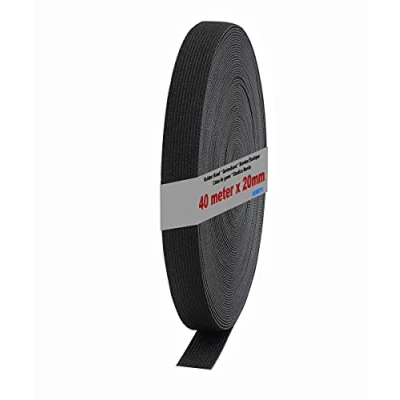 Immagine di HIMRY KX_TKB5005 Black Elastico Piatto, Poliestere, Nero, 40m x 20mm, 40 unità