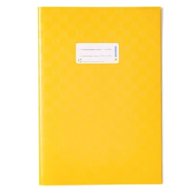 Immagine di HERMA 7441 Copertina per quaderni, DIN A4, copertine con etichetta nome, effetto rafia, in pellicola di polipropilene resistente e lavabile, set da 25 quaderni scolastici, giallo