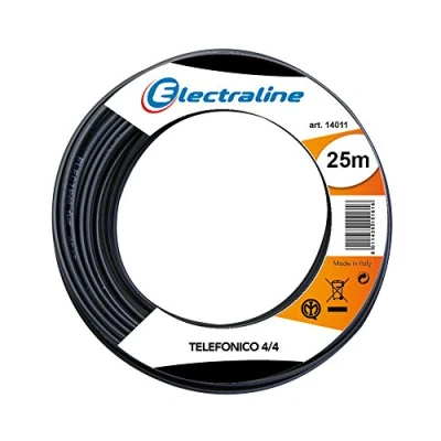 Immagine di Electraline 14011 Cavo telefonico Piatto 4/4, Lunghezza 25 m, Colore: Nero