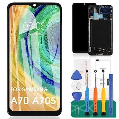 Immagine di TFT per la sostituzione dello schermo di Samsung Galaxy A70 A705F LCD Display Touch Panel Sensor Digitizer Kit riparazione con telaio (nero, nessun riconoscimento impronte digitali)