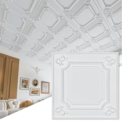 Immagine di Art3d Piastrelle per soffitto a goccia, 61 x cm, colore: Bianco (12 pezzi, 4,5 mq)