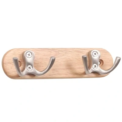 Immagine di RICOO Appendiabiti da Parete in Legno e Acciaio Inossidabile, MH012 Moderno Pratico 16 x 4 3,5 cm Perfetto per Ingresso Cameretta con 2 Ganci Inossidabile