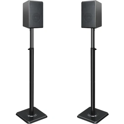 Immagine di Mounting Dream Supporto per altoparlante regolabile in altezza satelliti fino a 5 kg, set da 2 supporti pavimento