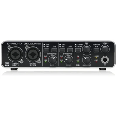 Immagine di BEHRINGER UMC204HD INTERFACCIA AUDIO 2X4 SCHEDA MIDI USB 2 IN 4 OUT 24 BIT 192 KHZ PREAMPLIFICATORI MICROFONICI MIDAS PHANTOM POWER +48V