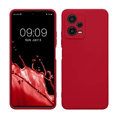 Immagine di kwmobile Custodia Compatibile con Xiaomi Redmi Note 12 5G / POCO X5 Cover Back Case per Smartphone in Silicone TPU Protezione Gommata red cherry