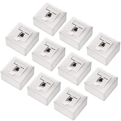 Immagine di deleyCON 10x CAT 6a Universale Presa di Rete 1x Porta RJ45 Schermato Superficie o Filo 10 Gigabit Ethernet EIA/TIA 568A&amp;B Bianco