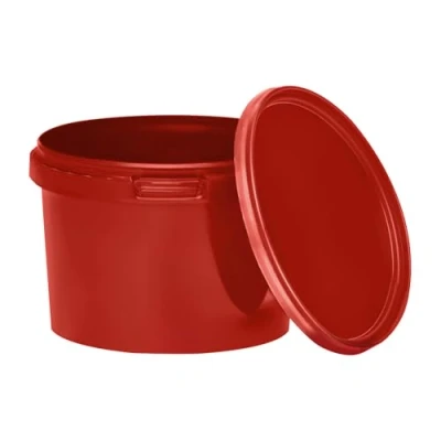 Immagine di BenBow Secchio con coperchio, 0,5 l, rosso, 5 x litri, per alimenti, stabile, ermetico, a prova di perdite, inodore, contenitore in plastica, vuoto