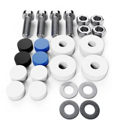 Immagine di A0023 1 Set di 4 viti per targa, M5 x 20mm con tappi fissaggio targa auto moto scooter