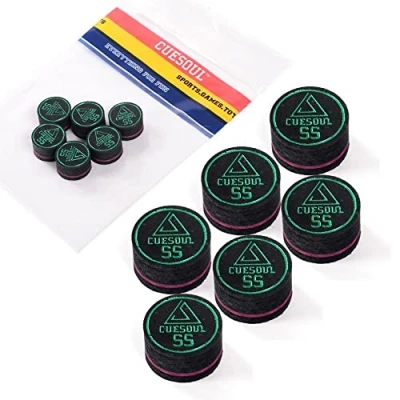 Immagine di CUESOUL 6 Pezzi 9 Layer 14 Millimetri Maiale Cue Suggerimenti per Pool Stick (Super Soft)