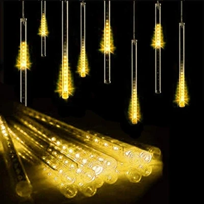 Immagine di HULX Luci della Pioggia di Meteoriti del LED, 30cm 8 Tubi 144LED Stringa Solare da Cadenti Impermeabili con Modalità (Caldo)