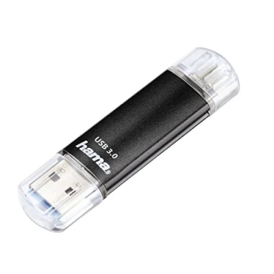 Immagine di Hama FlashPen Laeta Twin Memoria ausiliaria USB per Smartphone e Tablet Nero 64 GB 3.2 Gen 1 (USB 3.0), Micro 2.0