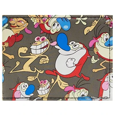 Immagine di Animation Ren &amp; Stimpy Classic Poses Happy Joy Portafoglio/Portamonete Bi Fold Porta ID Carte, Marrone