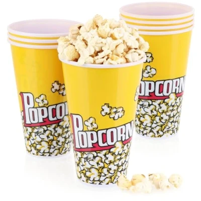 Immagine di com four® 8X Secchiello per Popcorn Ciotola Tazza Bevande Piccola la Perfetta Serata al Cinema a casa 1 litro (1,0 8 secchi)
