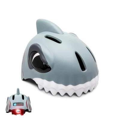 Immagine di Crazy Safety Casco per Bici Bambini 2 7 Anni, Ideale Bicicletta, Skateboard, Monopattino, Pattini a Rotelle Caschetto da 3D Regolabile 49 55 cm (Squalo Grigio)