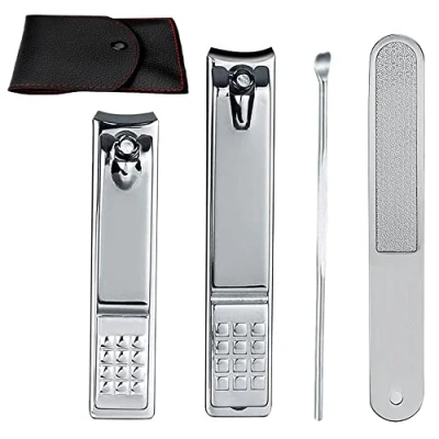 Immagine di Econtal Set Tagliaunghie Grande e Piccolo con Lima per Unghie, Kit Piedi Mani Uomo, Forbici Tronchesino trim Custodia