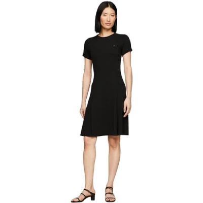Immagine di Tommy Hilfiger FIT AND Flare MIDI Abito in maglia, Donna, Taglia: Medium, Black