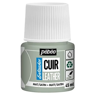 Immagine di Pébéo Setacolor pelle Vernice acrilica per e similpelle Personalizzazione di borse, scarpe, sneaker Resistente a graffi, pieghe abrasioni Finitura opaca/satinata Verde salvia 45 ml