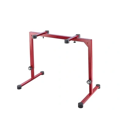 Immagine di K&amp;M 18810 Ripiano per tastiera Omega rosso in acciaio con 4 ferma cavi piatto estendibile