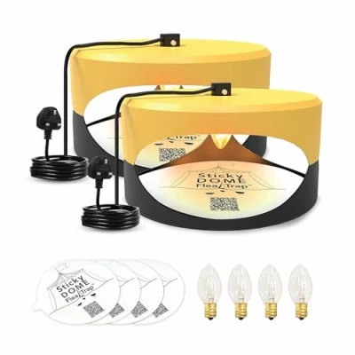 Immagine di ASPECTEK Trapest Sticky Dome Trap Bug Bed con Dischi di Colla. Odorless Cleaner e Flea Killer Pad (giallo nero)
