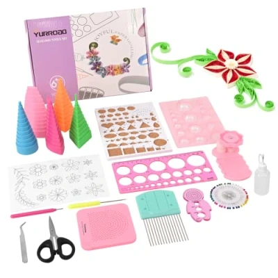 Immagine di YURROAD Kit Completo per Quilling Attrezzi 19pcs Strumento con Penna Tavola Board Stampo Crimper Buddy Template Comb