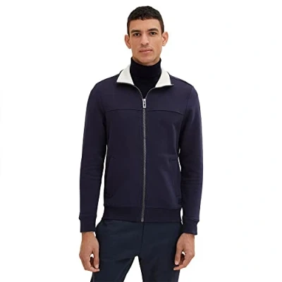 Immagine di TOM Tailor Felpa con zip, Uomo, Taglia: Large, Knitted navy