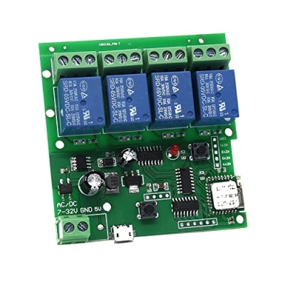 Immagine di Modulo di commutazione a 4 canali, WiFi, relé momentary inching, autobloccante, per garage, fai da te (5 32V)