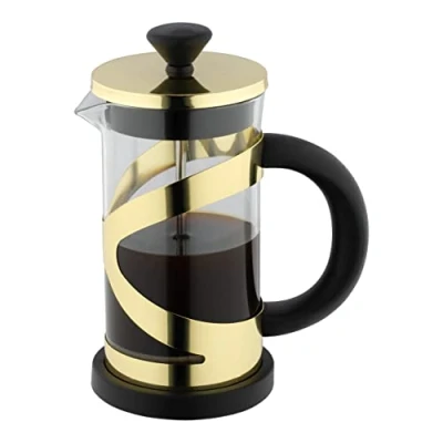 Immagine di Café Olé caffettiera Classico, finitura oro, 1000 ml, 8 tazze, francese, manico resistente al calore, acciaio inossidabile, CM 10G