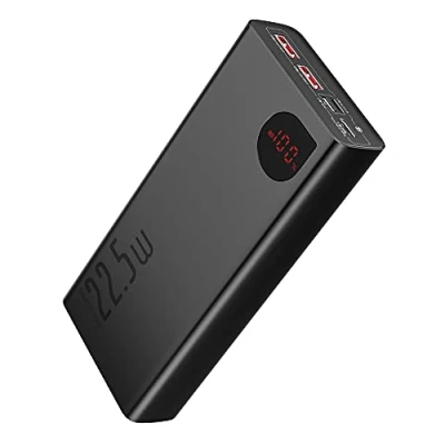 Immagine di Baseus Power Bank 20000mAh con 22,5W Caricatore Portatile a 3 Porte USB C Batteria Esterna Display LED per iPhone 12 PRO Max, iPad, Mac, Samsung, Huawei, Xiaomi, Nintendo, Switch Nero