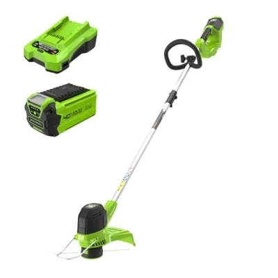 Immagine di Greenworks 40V Tagliabordi a Batteria per Giardini Medi, Altezza Regolabile, Ampiezza di Taglio 30cm, Filo Nylon da 1,65mm con Autofeed, 2Ah e Caricabatterie, Garanzia 3 Anni G40LTK2