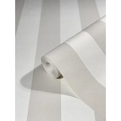 Immagine di WALLCOVER Carta da parati grigia in tessuto non tessuto, motivo a righe, colore bianco, linee moderne, struttura fine, 10,05 x 0,53 m, made Germany