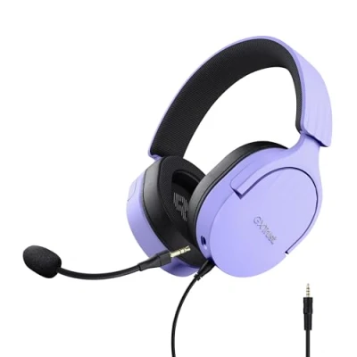 Immagine di Trust Gaming GXT 489P Fayzo Cuffie per PC, PS5, PS4, Xbox Series XS, Switch, Mobile, Jack Audio 3.5 mm, 35% Plastica Riciclata, Over Ear con Microfono Noise Cancelling Porpora