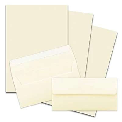 Immagine di FarbenFroh by Gustav Neuser Set di 75 fogli carta da lettere opaca formato DIN A4, con buste lunghe, chiusura adesiva, colore: vaniglia (crema)