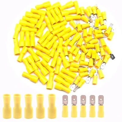 Immagine di CEEYSEE 100 Pezzi Connettori Per Cavi a Crimpare Terminali Elettrici Testa Proiettile Da 4,0 6,0 mm² (Giallo/YPSY)