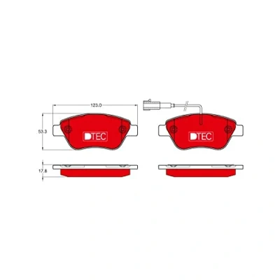Immagine di TRW DTEC COTEC GDB1654DTE Kit pastiglie freno con contatto segnalazione usura bulloni pinza accessori FIAT: Grande Punto Hatchback