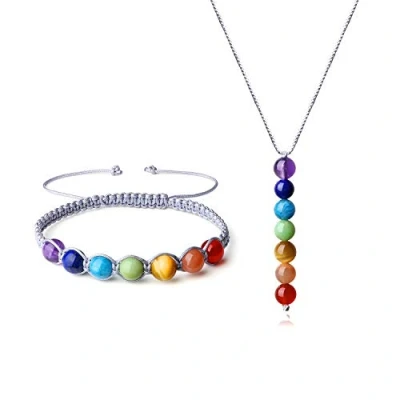 Immagine di COAI Set Parure Collana Bracciale Regolabili con Pietre Sette Chakra