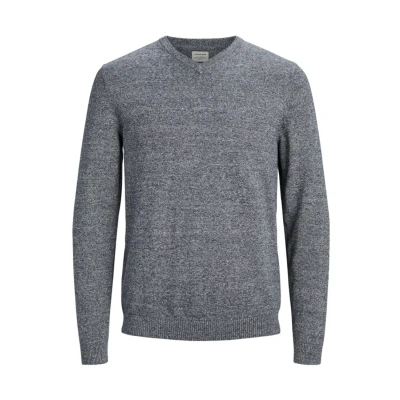 Immagine di JACK &amp; JONES Jjebasic Knit V Neck Noos, Felpa Uomo, Blu (Navy Blazer Detail: Twisted with Jet Stream), X Large