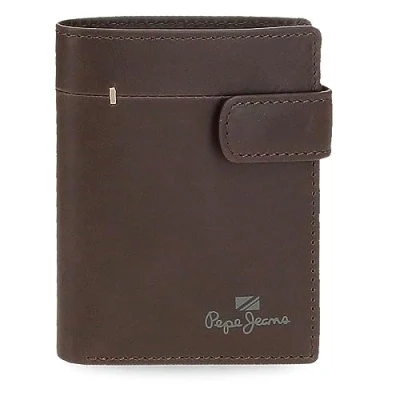 Immagine di Pepe Jeans Staple Portafoglio verticale con chiusura a clic Marrone 8,5x10,5x1 cm Pelle, marrone, Taglia unica,