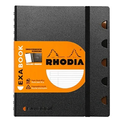 Immagine di RHODIA 132576C Quaderno Organizer ricaricabile Exabook nero A5+ a righe 160 pagine Staccabili 6 fori Carta Clairefontaine 80g Copertina in Polipropilene (Plastica) Rhodiactive