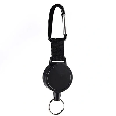 Immagine di Kuuqa Bobina Badge a catena chiave retrattile con corda in lega d&#039;acciaio 65 cm, nera